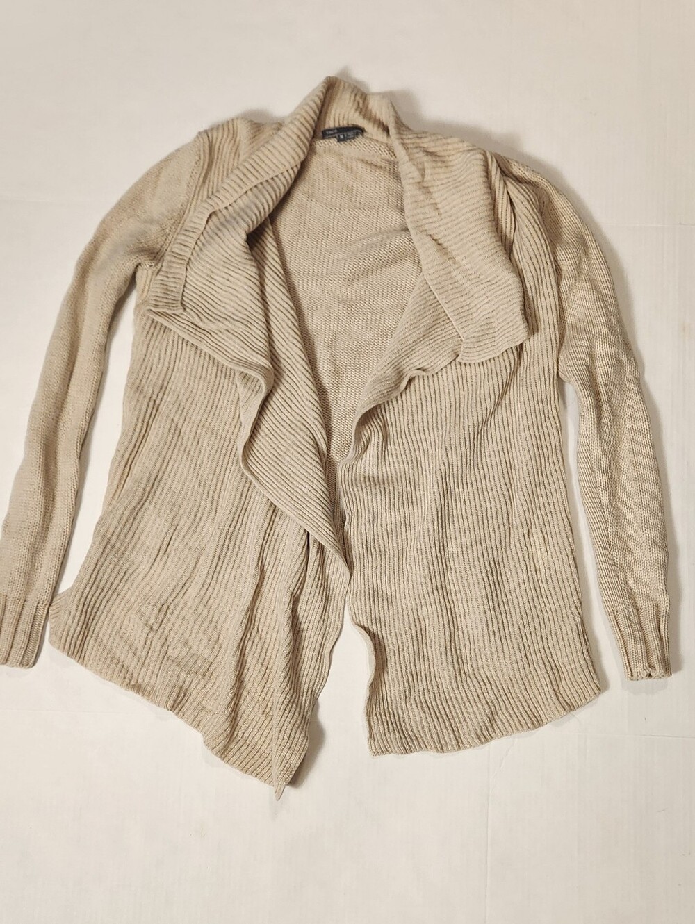 Vince Open Front Shawl Collar Cardigan Sweater Beige Cream Tan Medium M EUC